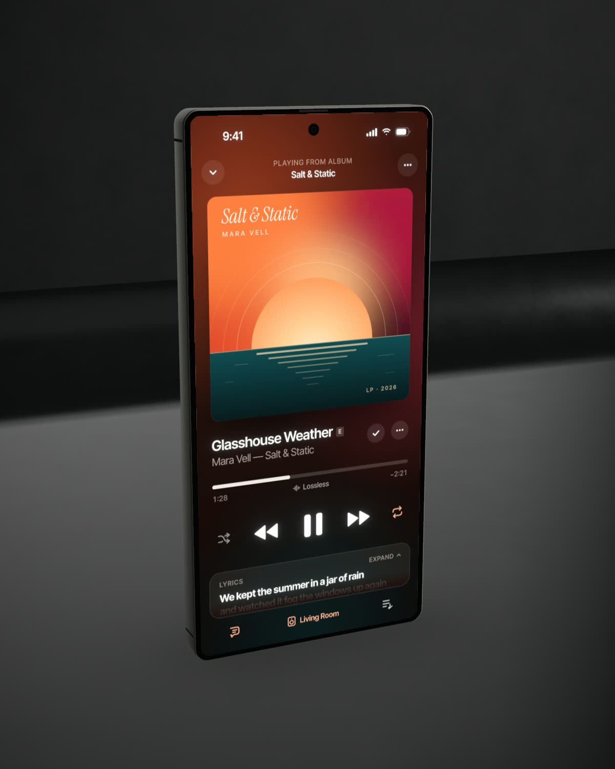 A Galaxy S25 Ultra mockup in a dark studio