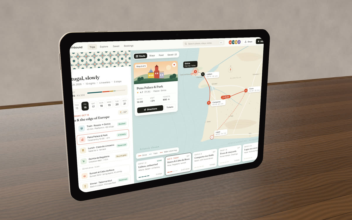 An iPad Air on an oak desk