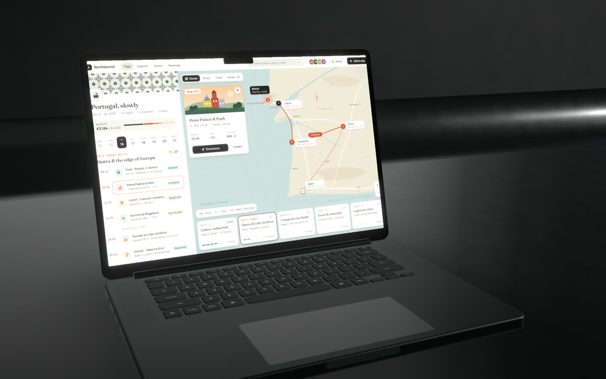 A website on a MacBook in a dark room