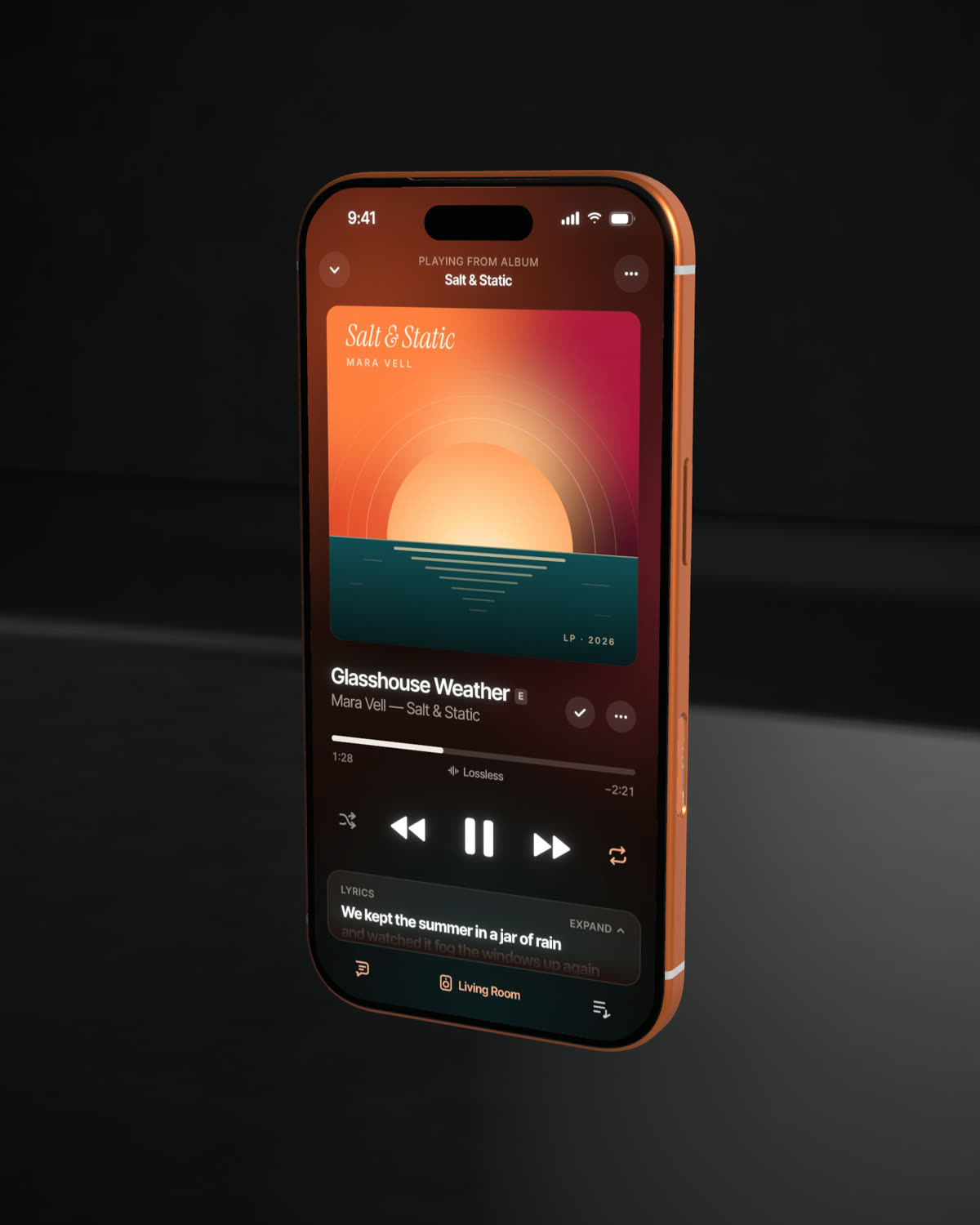A 3D render of an iPhone in a dark room